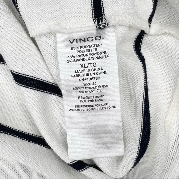 Vince Striped Wide Sleeve T-Shirt White Black Casual Soft Stretch size XL - Picture 7 of 8